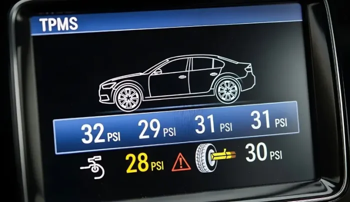 Tire pressure monitoring system display screen.